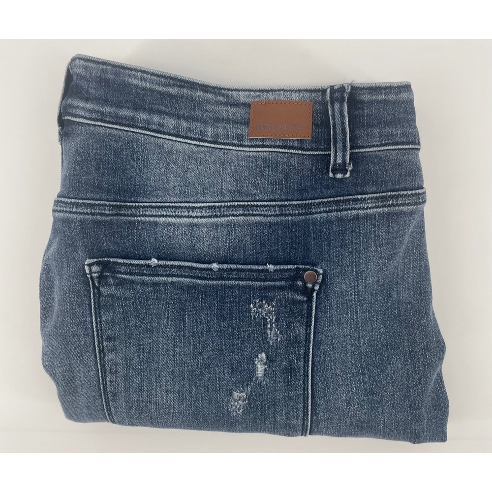 Judy Blue Boyfriend Jeans Women 22W Blue Distressed High Rise Stretchy Curvy